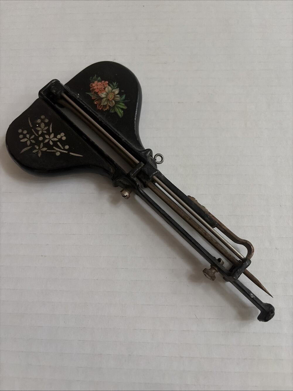Antique JEWEL Hand Stitcher Sewing Tool black thick material tea